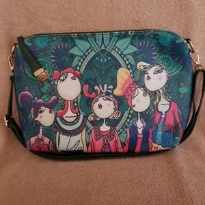 Mei & Ge Style ☆ Art Deco Green Faux Leather Crossbody Tote Bag